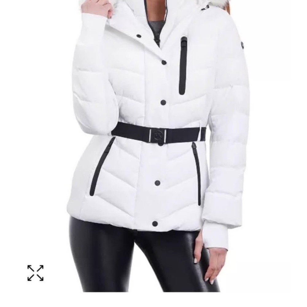 Michael Kors White Puffer Jacket with Belt